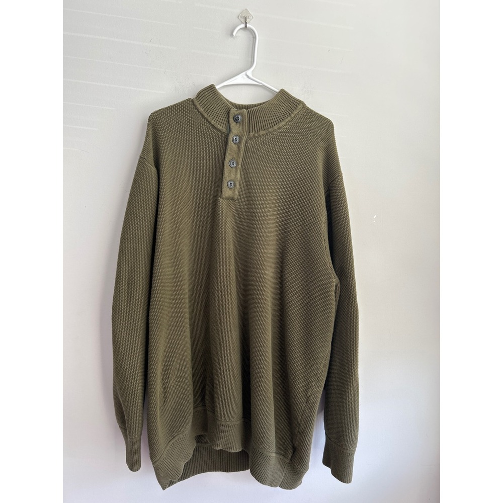 Oak Hill Olive Green Henley Sweater Mens 3XLT